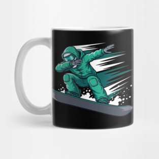 Dabbing Skeleton Snowboarder Mug