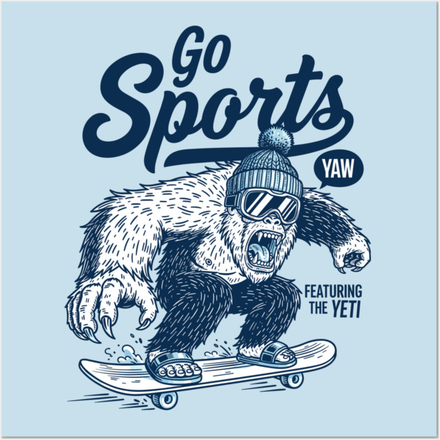 Yeti Sports Go! Hilarious Skateboard Beast Wall Art by enrynz