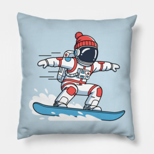 Cute Snowboarding Astronaut Pillow