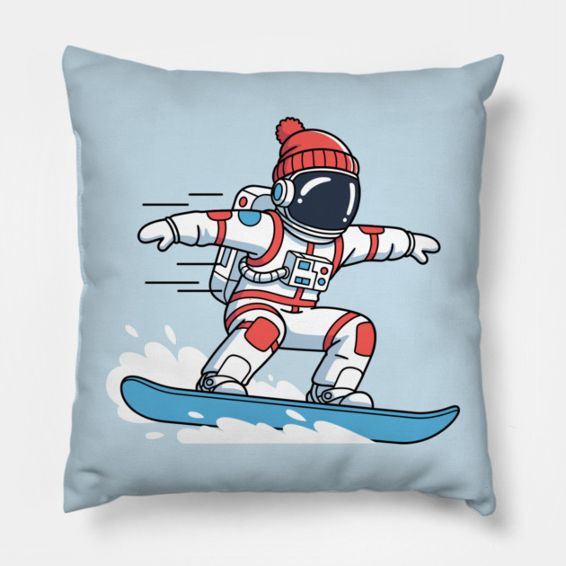 Cute Snowboarding Astronaut Pillow by enrynz