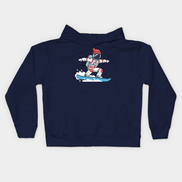 Cute Snowboarding Astronaut Kids Hoodie by enrynz
