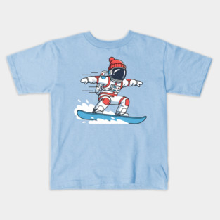 Cute Snowboarding Astronaut Kids T-Shirt