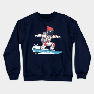 Cute Snowboarding Astronaut Crewneck Sweatshirt