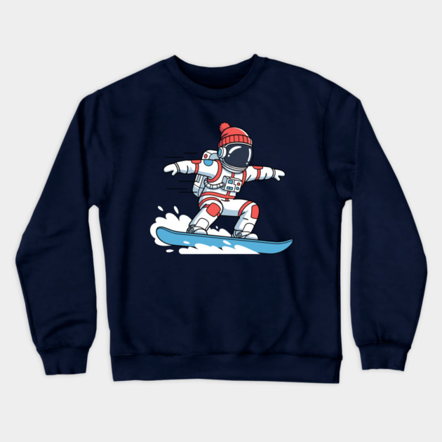 Cute Snowboarding Astronaut Crewneck Sweatshirt by enrynz