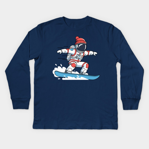 Cute Snowboarding Astronaut Kids Long Sleeve T-Shirt by enrynz