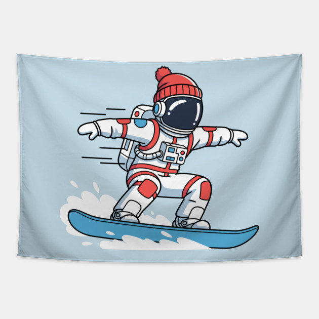 Cute Snowboarding Astronaut Tapestry by enrynz