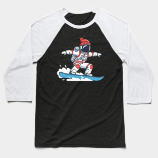 Cute Snowboarding Astronaut Baseball T-Shirt