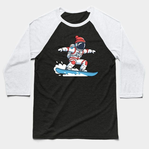 Cute Snowboarding Astronaut Baseball T-Shirt by enrynz