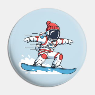Cute Snowboarding Astronaut Pin