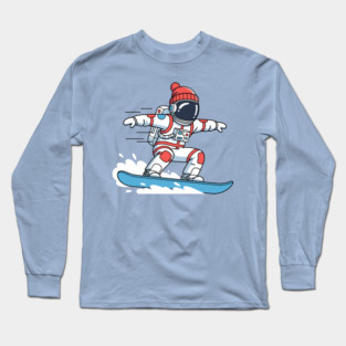 Cute Snowboarding Astronaut Long Sleeve T-Shirt