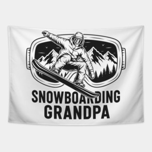 Snowboarding Grandpa Tapestry