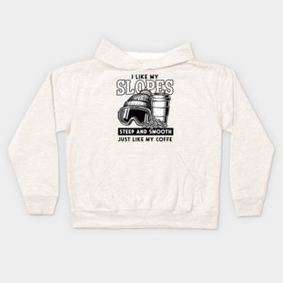 Steep Slopes & Smooth Coffee Ski Pun Kids Hoodie