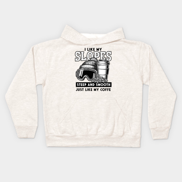 Steep Slopes & Smooth Coffee Ski Pun Kids Hoodie by enrynz