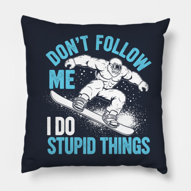 Funny Bigfoot Snowboarde Pillow by enrynz