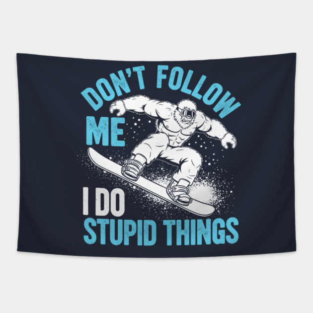 Funny Bigfoot Snowboarde Tapestry by enrynz