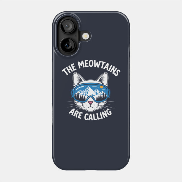 Meowtains Are Calling: Ski Goggles Cat! Phone Case by enrynz