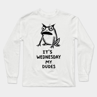 It Is Wednesday My Dudes Frog T-Shirt - Funny Meme Graphic Tee Long Sleeve T-Shirt
