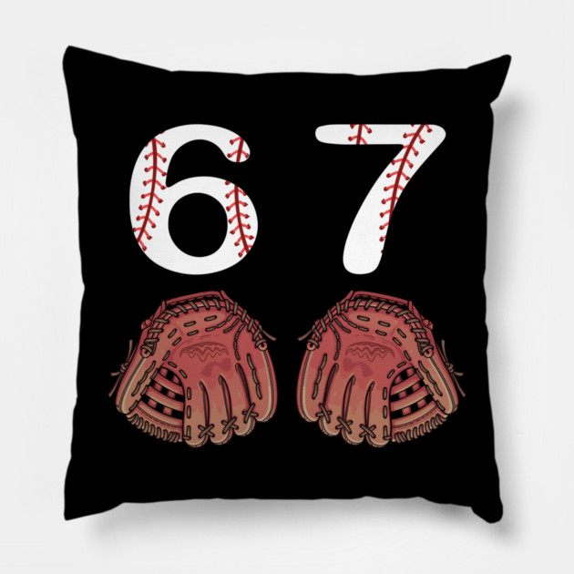 67 Baseball Pillow by Creatifly Graphic Tees