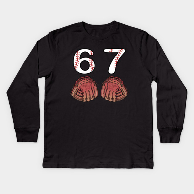 67 Baseball Kids Long Sleeve T-Shirt by Creatifly Graphic Tees