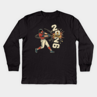 Baseball Hit The New Year 2026 Kids Long Sleeve T-Shirt