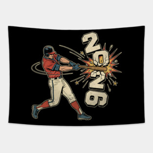 Baseball Hit The New Year 2026 Tapestry