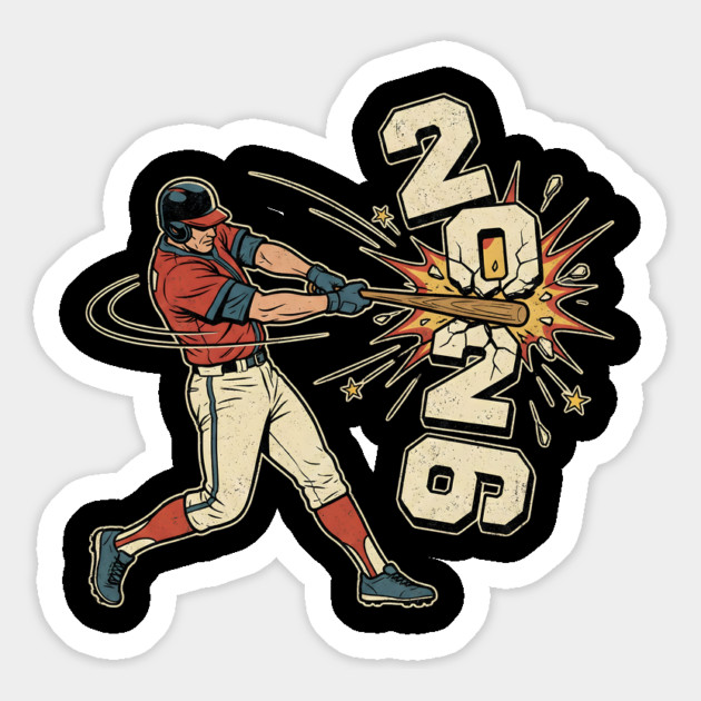 Baseball Hit The New Year 2026 Magnet by Creatifly Graphic Tees