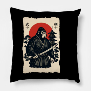Bigfoot Sasquatch Samurai Katana, Japanese Mythical Warrior Pillow