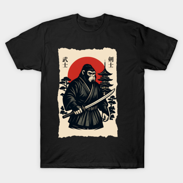 Bigfoot Sasquatch Samurai Katana, Japanese Mythical Warrior T-Shirt by Pixel Threads 