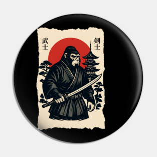 Bigfoot Sasquatch Samurai Katana, Japanese Mythical Warrior Pin