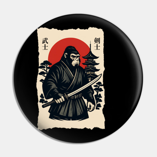 Bigfoot Sasquatch Samurai Katana, Japanese Mythical Warrior Pin by Pixel Threads 