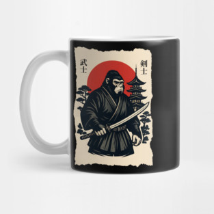Bigfoot Sasquatch Samurai Katana, Japanese Mythical Warrior Mug