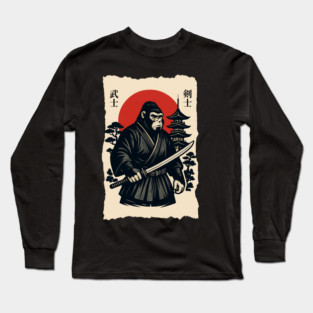 Bigfoot Sasquatch Samurai Katana, Japanese Mythical Warrior Long Sleeve T-Shirt