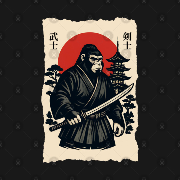 Bigfoot Sasquatch Samurai Katana, Japanese Mythical Warrior by Pixel Threads 