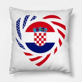 Croatian American Multinational Patriot Flag (Heart) Pillow