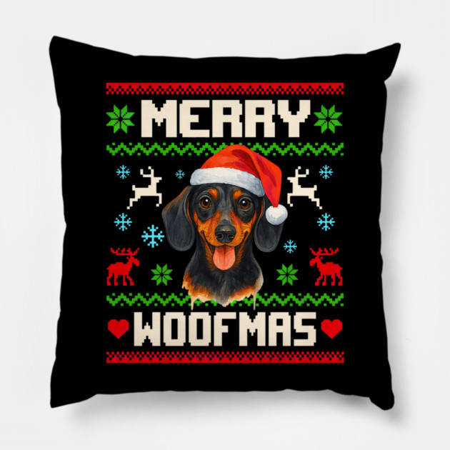 Dachshund Dog Christmas Pet Lover Xmas Pillow by yangho