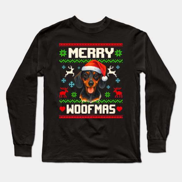 Dachshund Dog Christmas Pet Lover Xmas Long Sleeve T-Shirt by yangho