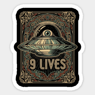 9 Lives UFO Ornament Sticker