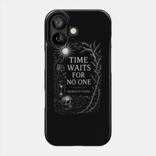 Time Waits For No One — Memento Vivere Gothic Skull Hourglass Design Phone Case