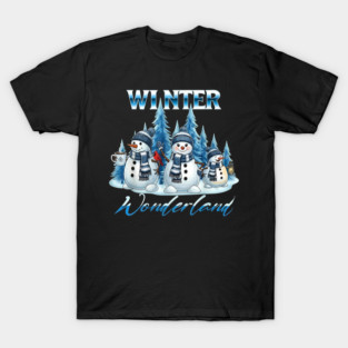 Winter Wonderland Snowman Family Design T-Shirt