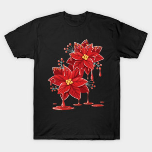 Melting Candy Poinsettia Flowers T-Shirt