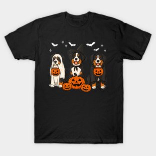 Witch Bernese Mountain Halloween Berner Ghost Dog Mom T-Shirt