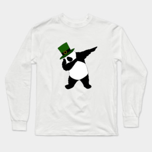 st patricks day Panda Dab Dabbing Funny Animal Long Sleeve T-Shirt