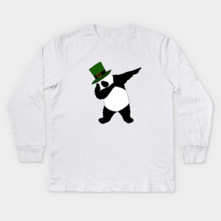st patricks day Panda Dab Dabbing Funny Animal Kids Long Sleeve T-Shirt