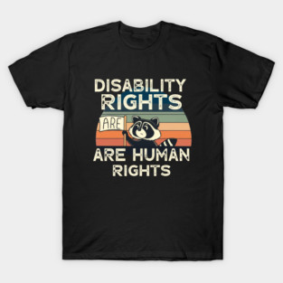 Disability Rights Are Human Rights Pride flag Raccoon T-Shirt