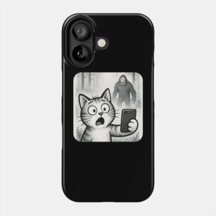 Cat Bigfoot Gift for Women, Men & Kids, Scared Cat Selfie with Sasquatch Phone Case