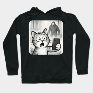 Cat Bigfoot Gift for Women, Men & Kids, Scared Cat Selfie with Sasquatch Hoodie