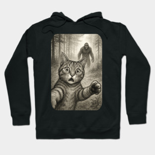 Cat Bigfoot Gift for Women, Men & Kids, Scared Cat Selfie with Sasquatch Hoodie