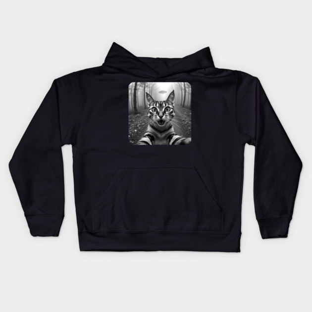Cat Selfie with Alien, Cat Lovers Gifts for Men, Women & Kids Kids Hoodie by Pixel Threads 