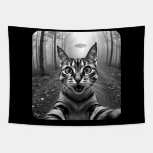 Cat Selfie with Alien, Cat Lovers Gifts for Men, Women & Kids Tapestry