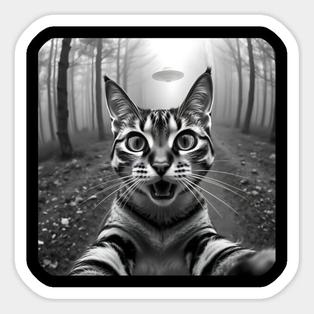 Cat Selfie with Alien, Cat Lovers Gifts for Men, Women & Kids Magnet by Pixel Threads 